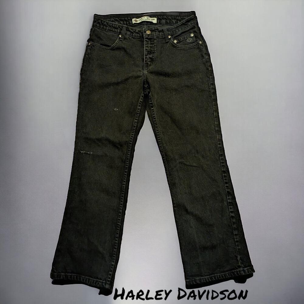 Black Harley Davidson Denim Jeans Women Size 10P - Picture 2 of 7